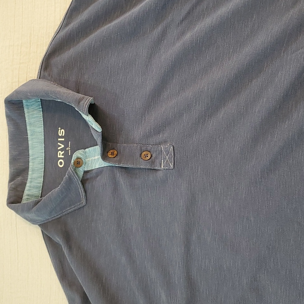 Orvis navy short sleeve polo Mens L